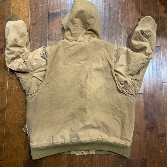 Lee Vintage 90s Workwear Full Zip Canvas Brown Sherpa Lined Trucker Jacket XXL - Picture 5 of 12